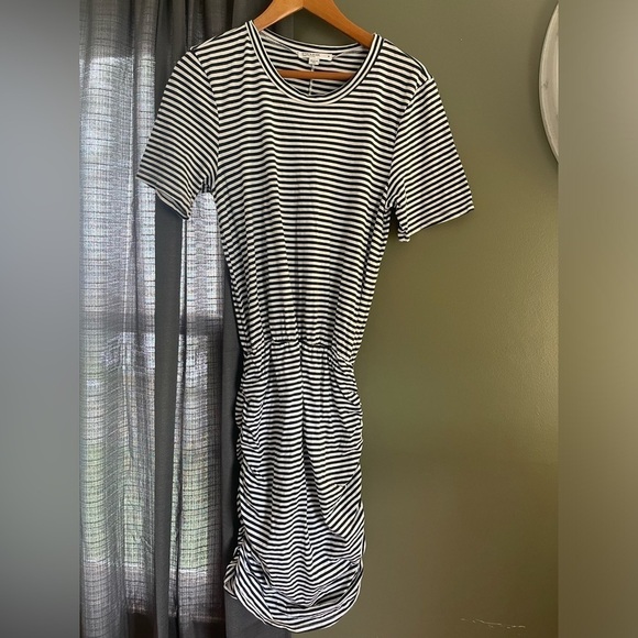 Anthropologie Stateside Organic Cotton Striped Mini Dress in Navy Women's M - Picture 3 of 8